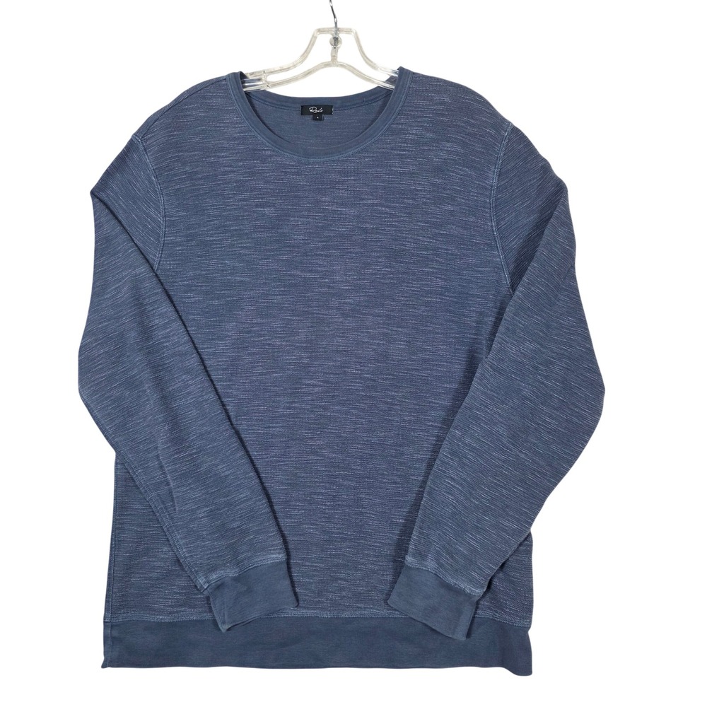 Rails Crewneck Sweatshirt Washed Blue Slub Knit Large, Casual, Soft, Sustainable